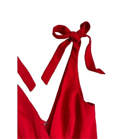 Dress The Population Sleeveless V-Neck Jumpsuit Womens Red Size Extra Small - Picture 3 of 6